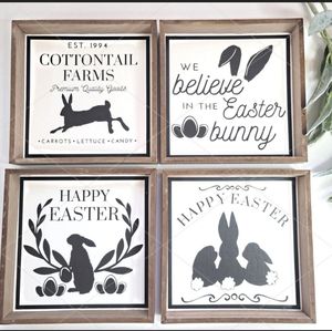Set of 4 Easter Signs | Farmhouse Easter Signs | Tiered Tray Decor | Spring Sign